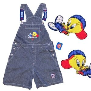 Vintage Looney Tunes Tweety Shortalls Overalls Shorts NWT
